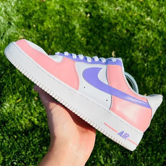 NIKE AIR Force 1 Women's Custom Pink/Purple Color Block Sneakers NWB - Picture 1 of 6